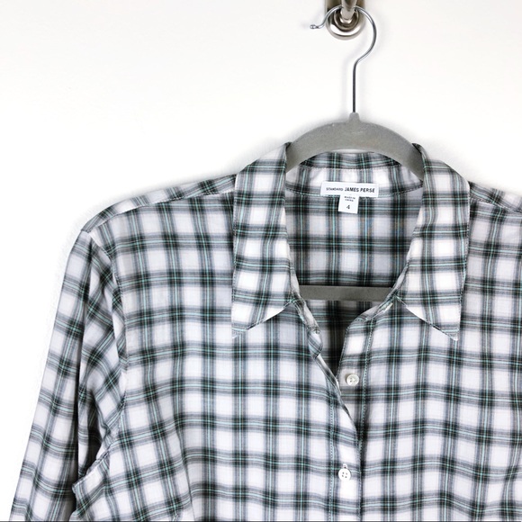 James Perse Tops - JAMES PERSE Tomboy Plaid Cotton Button Down Shirt